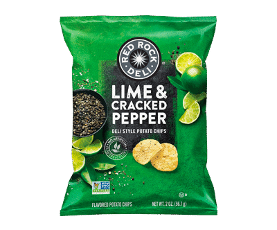 Red Rock Deli Style Potato Chips, Lime & Cracked Pepper, 2 Ounce (12 Count)